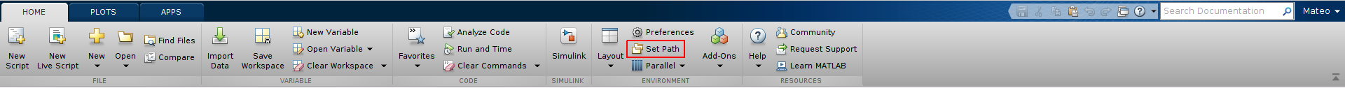 Set path button